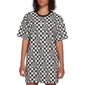 NWT Vans Checkerboard Floral Tee Mini Dress in Black & White